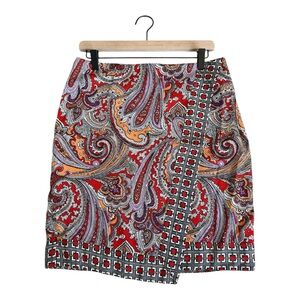 NY & COMPANY Boho Paisley Print Mini Skirt With Geometric Trim | NWT | Size 6
